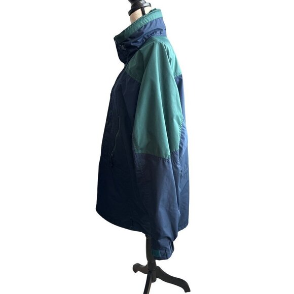 Columbia Coat Anorak Blue Winter Parka Blue Green 3/4 Button VINTAGE Size Large - Picture 10 of 14
